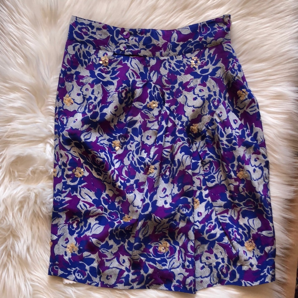 Anthropologie Fei Silk Purple Pencil Skirt Size 2